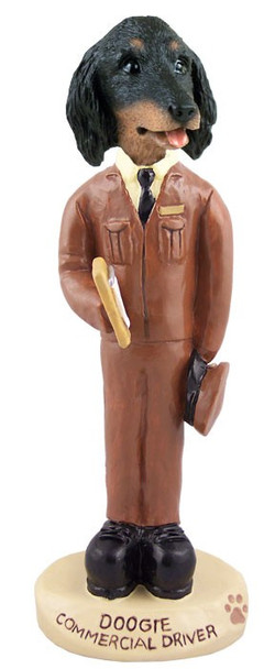 Longhaired Black Dachshund Commercial Driver Doogie Collectible Dog Figurine