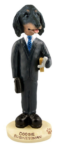 Longhaired Black Dachshund Businessman Doogie Collectible Dog Figurine