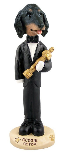 Longhaired Black Dachshund Actor Doogie Collectible Dog Figurine