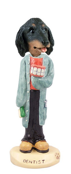 Longhaired Black Dachshund Dentist Doogie Collectible Dog Figurine