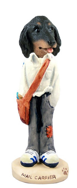 Longhaired Black Dachshund Mail Carrier Doogie Collectible Dog Figurine