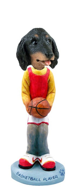 Longhaired Black Dachshund Basketball Doogie Collectible Dog Figurine