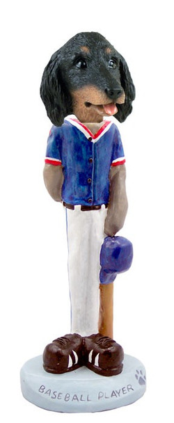 Longhaired Black Dachshund Baseball Doogie Collectible Dog Figurine