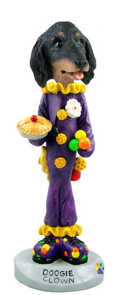 Longhaired Black Dachshund Clown Doogie Collectible Dog Figurine