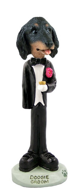 Longhaired Black Dachshund Groom Doogie Collectible Dog Figurine