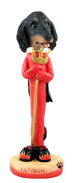 Longhaired Black Dachshund Lil Devil Doogie Collectible Dog Figurine