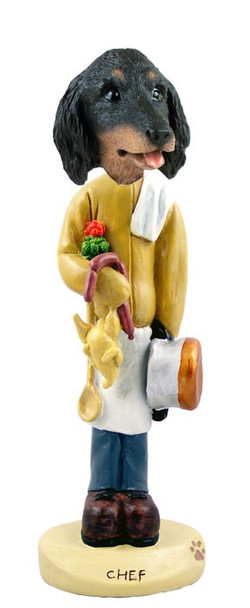 Longhaired Black Dachshund Chef Doogie Collectible Dog Figurine