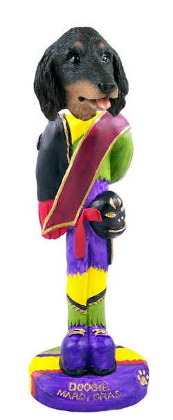Longhaired Black Dachshund Mardi Gras Doogie Collectible Dog Figurine