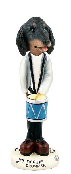 Longhaired Black Dachshund Drummer Doogie Collectible Dog Figurine