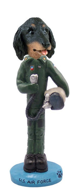Longhaired Black Dachshund U S Air Force Doogie Collectible Dog Figurine