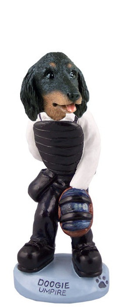 Longhaired Black Dachshund Umpire Doogie Collectible Dog Figurine