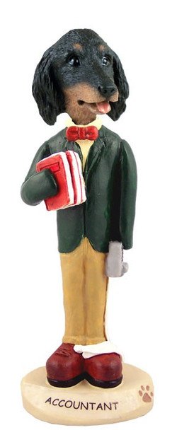 Longhaired Black Dachshund Accountant Doogie Collectible Dog Figurine