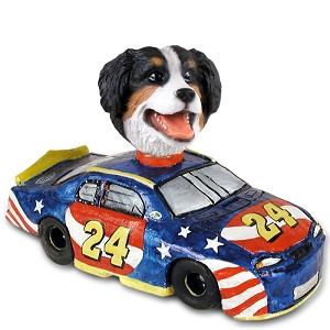 Bernese Mountain Dog Race Car Doogie Collectible Dog Figurine