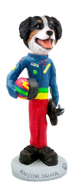 Bernese Mountain Dog Racecar Driver Doogie Collectible Dog Figurine