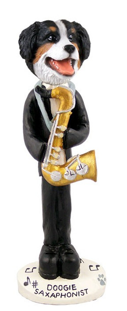 Bernese Mountain Dog Saxophonist Doogie Collectible Dog Figurine