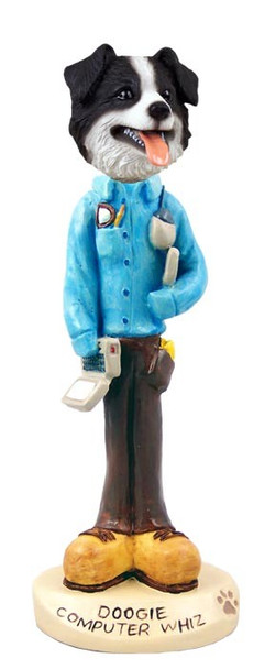 Border Collie Computer Whiz Doogie Collectible Dog Figurine