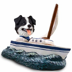 Border Collie Sailboat Doogie Collectible Dog Figurine