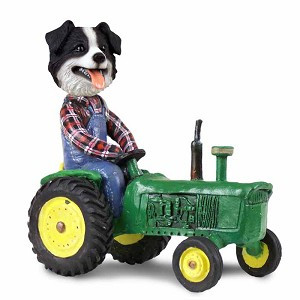 Border Collie Tractor Doogie Collectible Dog Figurine