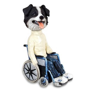 Border Collie Wheelchair Doogie Collectible Dog Figurine