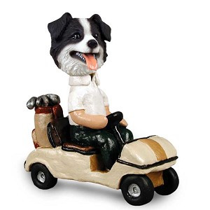 Border Collie Golf Cart Doogie Collectible Dog Figurine
