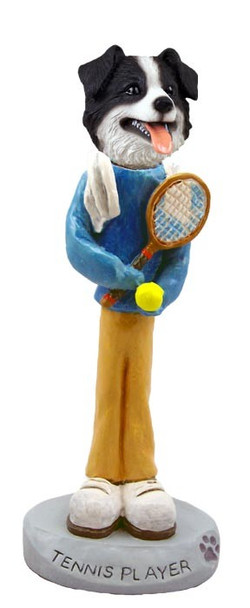 Border Collie Tennis Player Doogie Collectible Dog Figurine