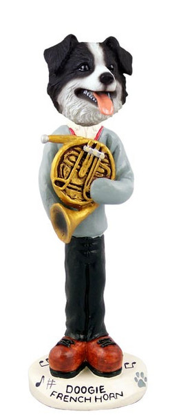 Border Collie French Horn Doogie Collectible Dog Figurine