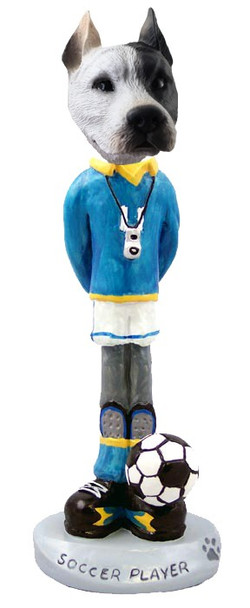 White Pit Bull Soccer Doogie Collectible Dog Figurine