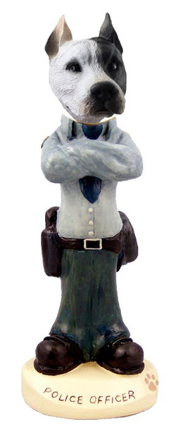 White Pit Bull Police Doogie Collectible Dog Figurine