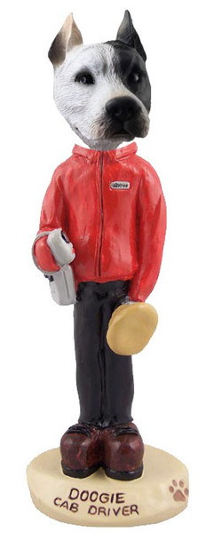 White Pit Bull Cab Driver Doogie Collectible Dog Figurine