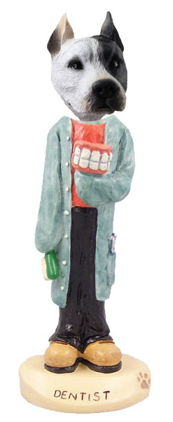 White Pit Bull Dentist Doogie Collectible Dog Figurine