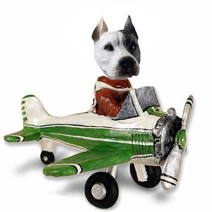 White Pit Bull Airplane Doogie Collectible Dog Figurine