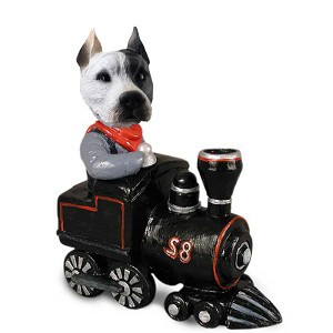 White Pit Bull Train Doogie Collectible Dog Figurine