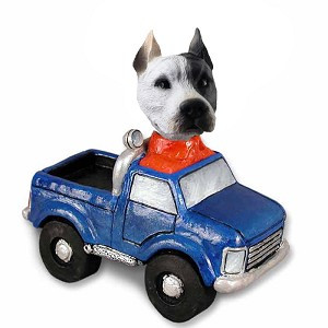 White Pit Bull Pickup Doogie Collectible Dog Figurine