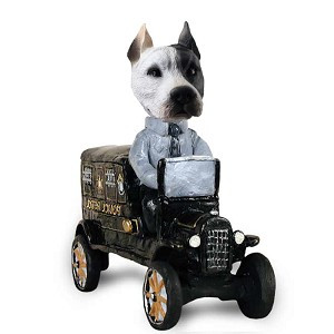White Pit Bull Paddy Wagon Doogie Collectible Dog Figurine