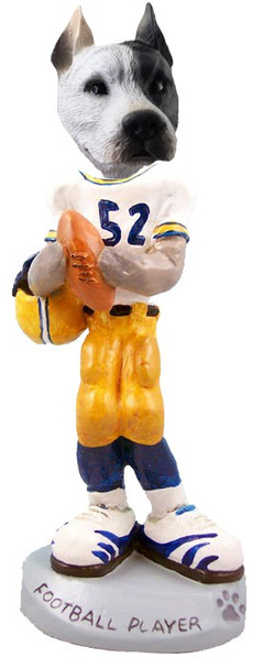 White Pit Bull Football Player Doogie Collectible Dog Figurine