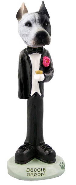 White Pit Bull Groom Doogie Collectible Dog Figurine