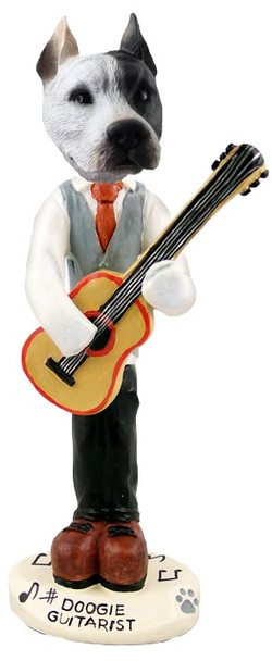 White Pit Bull Guitarist Doogie Collectible Dog Figurine
