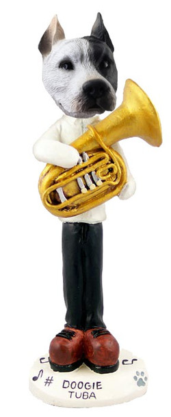White Pit Bull Tuba Doogie Collectible Dog Figurine