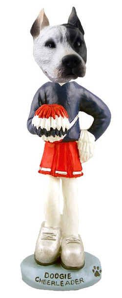 White Pit Bull Cheerleader Doogie Collectible Dog Figurine