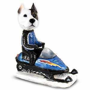Pit Bull Terrier Snowmobile Doogie Collectible Dog Figurine