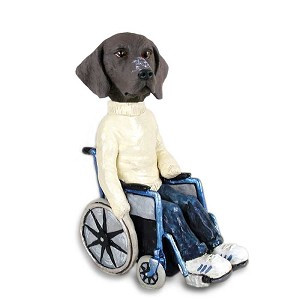 German Shorthaired Pointer Wheelchair Doogie Collectible Dog Figurine