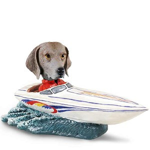 Weimaraner Motorboat Doogie Collectible Dog Figurine
