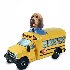 Bloodhound School Bus Doogie Collectible Dog Figurine
