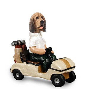 Bloodhound Golf Cart Doogie Collectible Dog Figurine