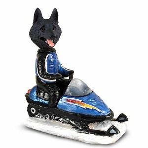 Schipperke Snowmobile Doogie Collectible Dog Figurine
