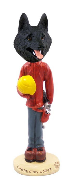 Schipperke Construction Worker Doogie Collectible Dog Figurine