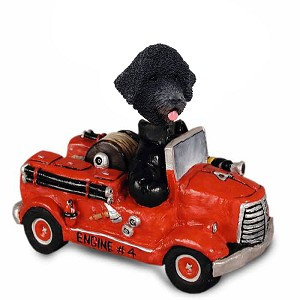 Portuguese Water Dog Fire Engine Doogie Collectible Dog Figurine