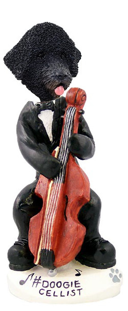 Portuguese Water Dog Cellist Doogie Collectible Dog Figurine
