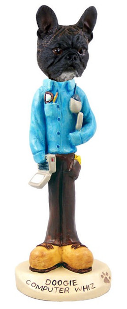French Bulldog Computer Whiz Doogie Collectible Dog Figurine