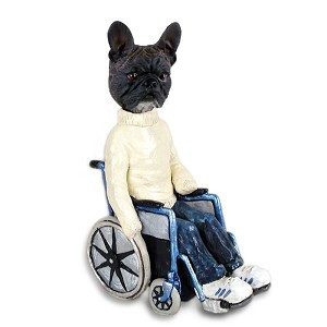 French Bulldog Wheelchair Doogie Collectible Dog Figurine